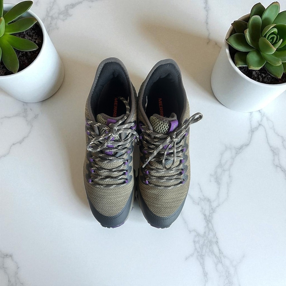 Womens Merrell Moab Flight Trail Running Shoes Olive Green Purple Size 9.5 - Picture 5 of 7
